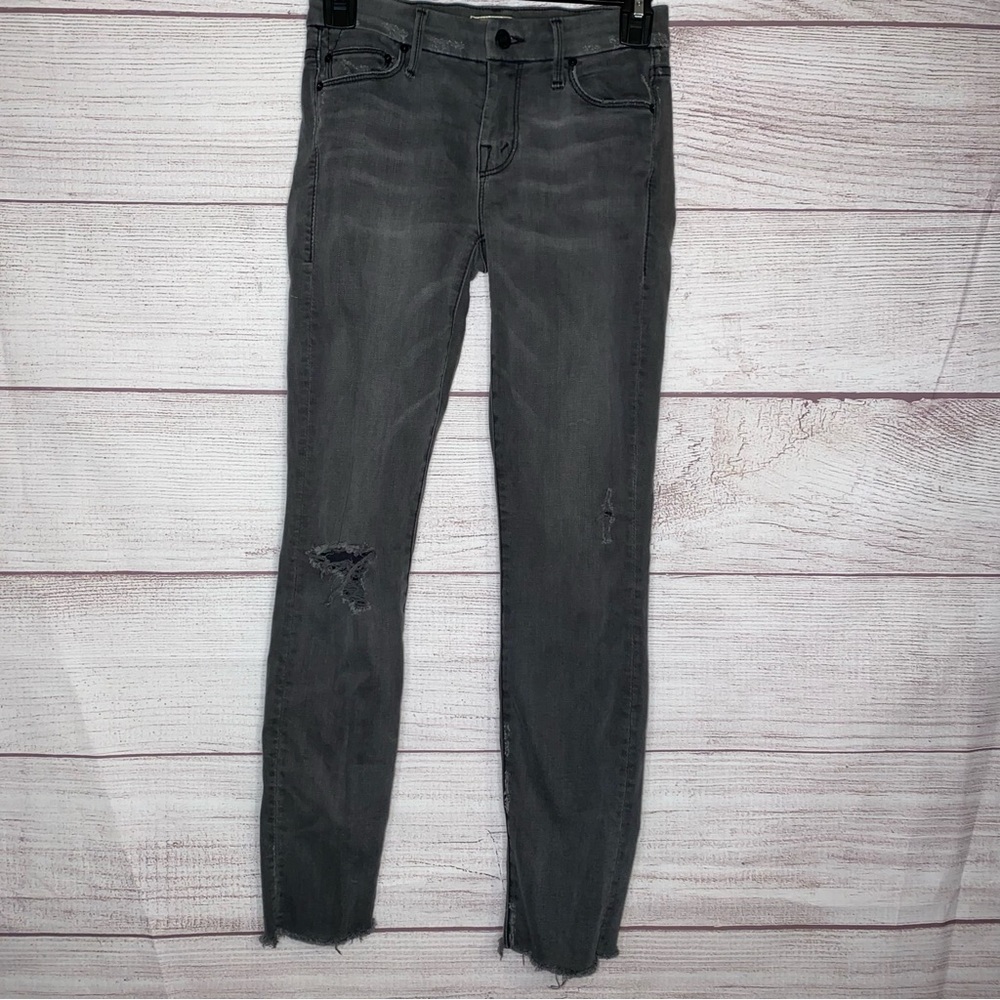 MOTHER Gray Women’s Distressed skinny jeans